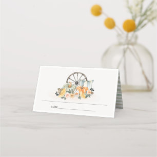 Carte De Placement Rustique Citrouille de chute Mariage de roue flora