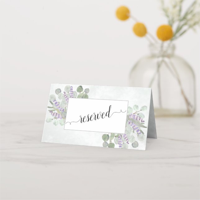 Carte De Placement Rustique Eucalyptus & Lavender Mariage Réservé (Devant)