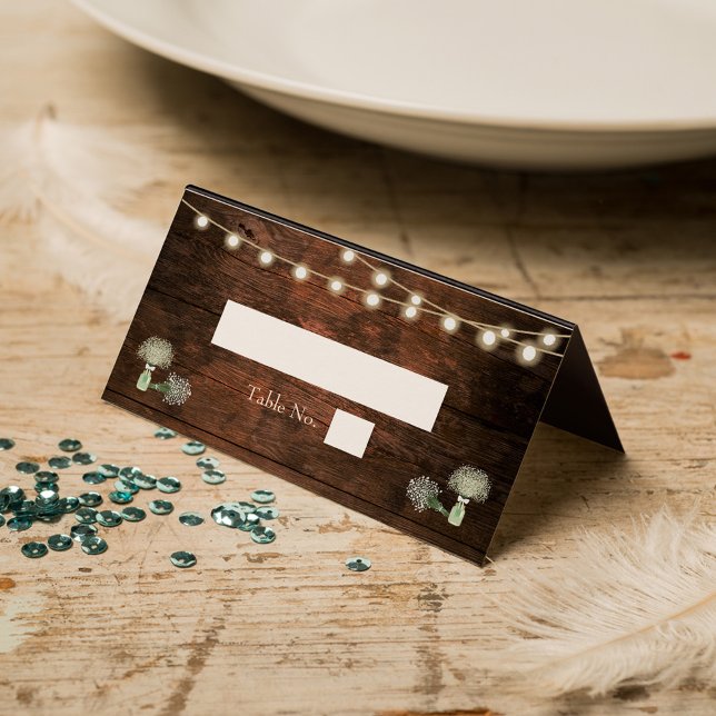 Carte De Placement Rustique Grange bois Mason Jar String Mariage (Créateur téléchargé)