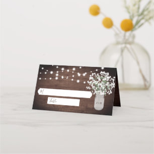 Carte De Placement Rustique Mason Jar String Mariage