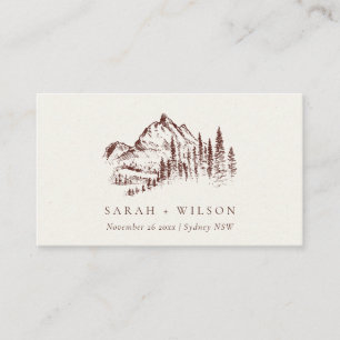 Carte De Placement Rustique Pine rouille Woods Mountain Sketch Mariag