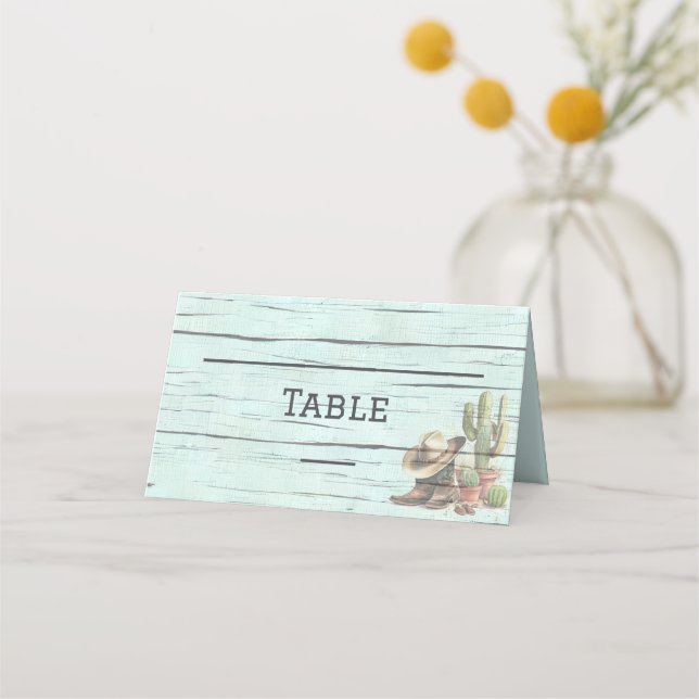 Carte De Placement Rustique Turquoise Pays Mariage occidental (Devant)