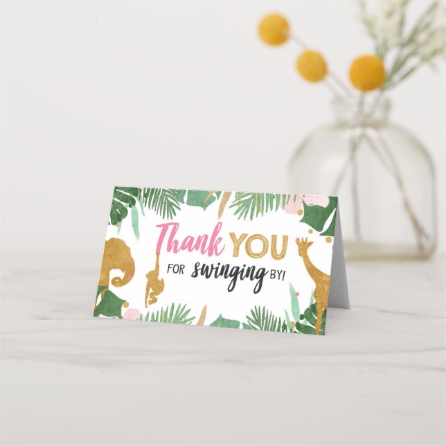 Carte De Placement Safari Animaux Treat Bag Topper Goodie Balise Or (Devant)