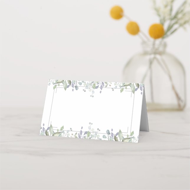 Carte De Placement Sage Et Lilac Floral Argent Mariage Géométrique (Devant)