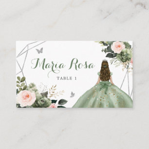 Carte De Placement Sage Green Blush Girl Sweet 16e anniversaire