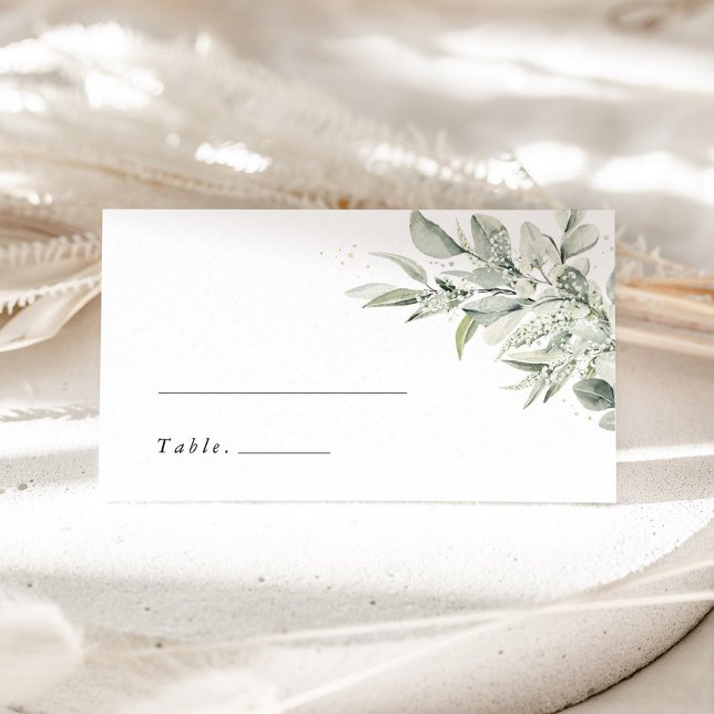 Carte De Placement Sage Green Botanical Elegant Wedding Place Cards (Sage green botanical wedding place card, watercolor greenery name cards, reception table decor)