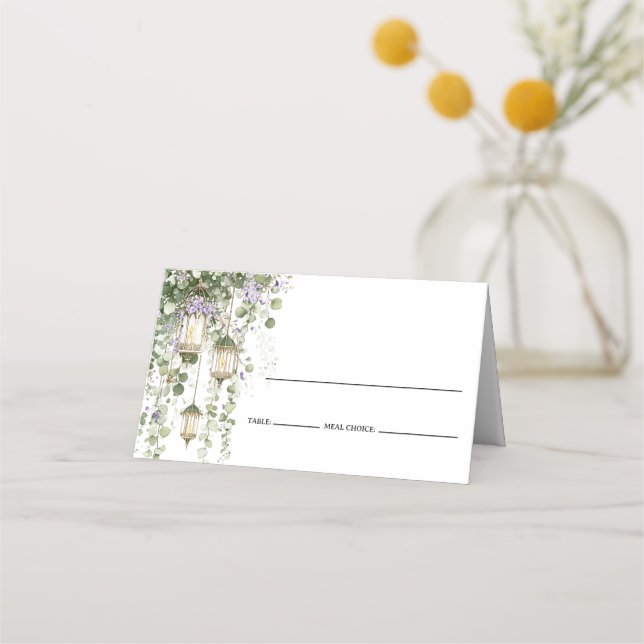 Carte De Placement Sage Green Lantern Garden Themed Place Card  (Devant)