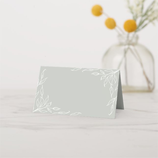 Carte De Placement Sage Green Leaf Motif Thanksgiving plié (Devant)