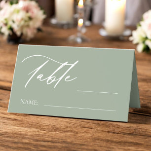 Carte De Placement Sage Green Monogram Crest Mariage Numéro de tablea