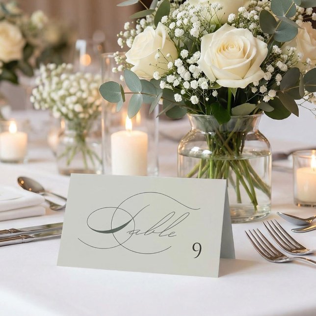 Carte De Placement Sage Green Olive Branch Monogram Wedding Table  (Créateur téléchargé)