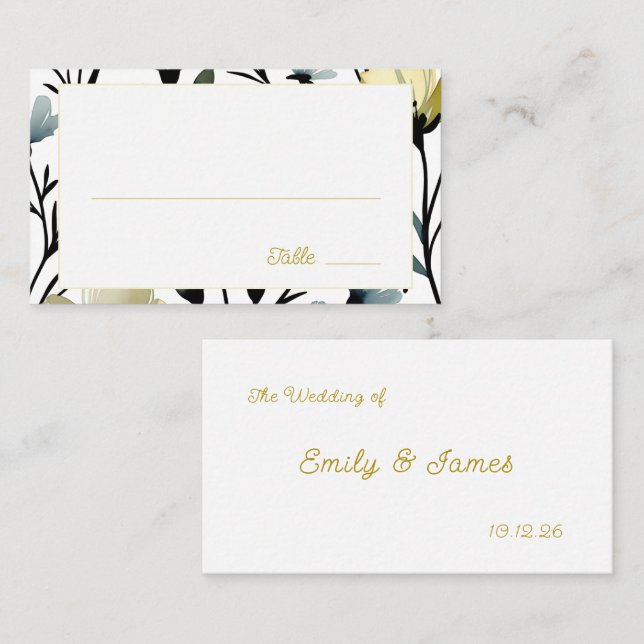 Carte De Placement Sage Green & Soft Yellow Botanical Wedding (Devant / Derrière)
