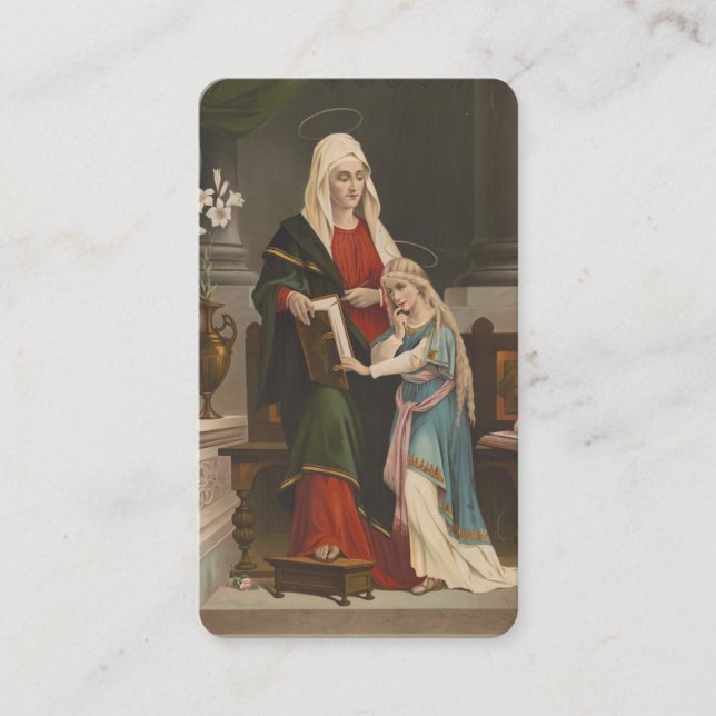 Carte De Placement Sainte Anne avec la Sainte Vierge Marie Prière cat (Devant)