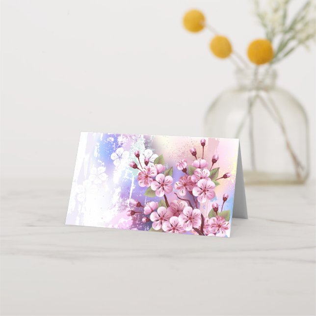 Carte De Placement Sakura rose sur fond de peinture (Devant)