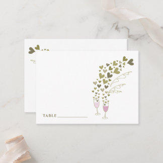 Carte De Placement Salades De Champagne Rose Et Coeurs D'Or Mariage C