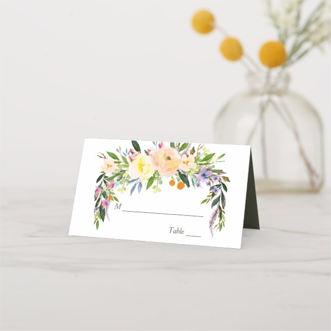 Carte De Placement Saule et Mariage floral (Devant)
