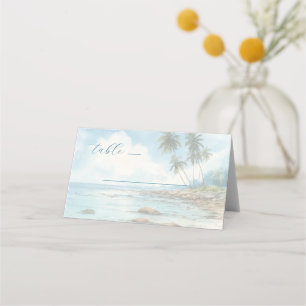 Carte De Placement Scène de plage à l'aquarelle pastel sereine