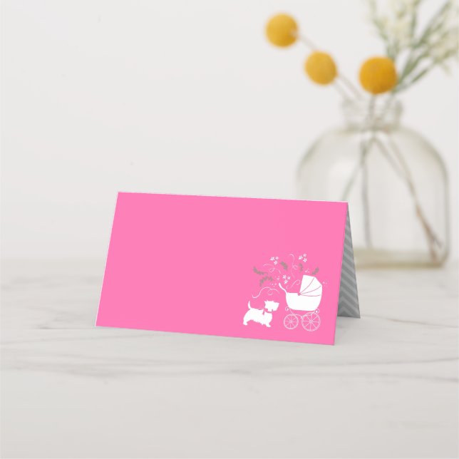 Carte De Placement Scotty Chien Baby shower écossais Terrier rose (Devant)