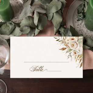 Carte De Placement Script botanique Rose d'automne rustique