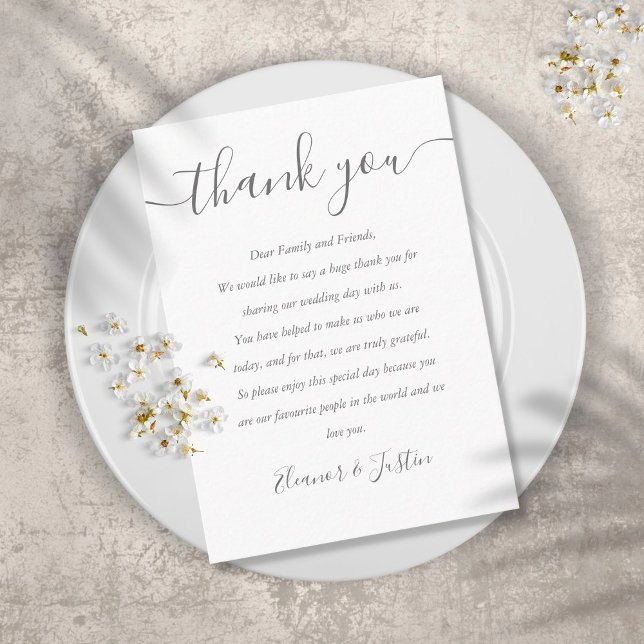 Carte De Placement Script de remerciement de mariage avec signature (Créateur téléchargé)