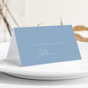 Carte De Placement Script Whimsical Bleu Duché plié