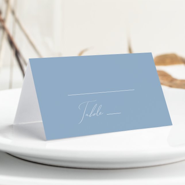 Carte De Placement Script Whimsical | Bleu Duché plié (Créateur téléchargé)