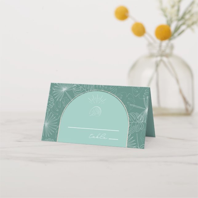 Carte De Placement Sea Snail Aqua Beach Wedding Carte du lieu de mari (Devant)