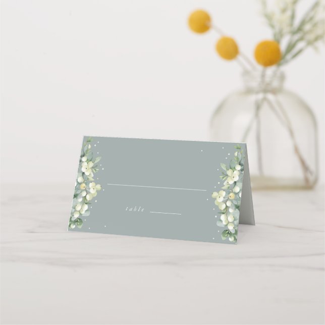 Carte De Placement Seafoam Green Snowberry+Eucalyptus Mariage (Devant)