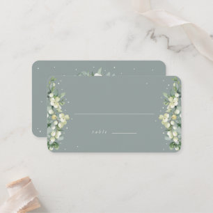 Carte De Placement Seafoam Green Snowberry+Eucalyptus Mariage plat