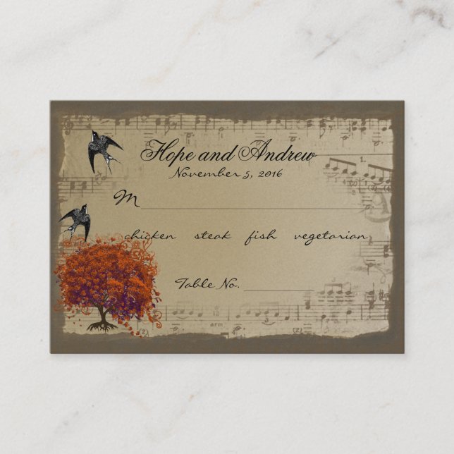 Carte De Placement Sélection du menu de la feuille de coeur rouge or (Devant)