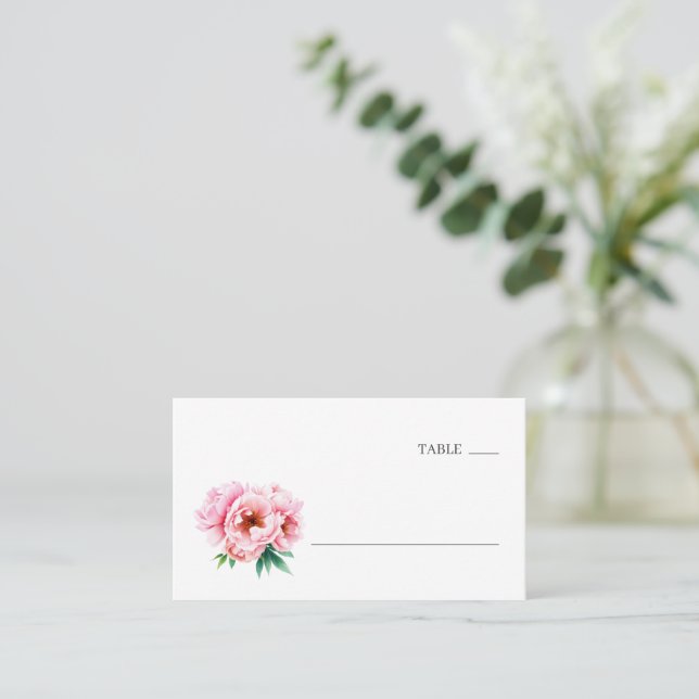 Carte De Placement Serene Pink Floral Minimalist (Debout devant)