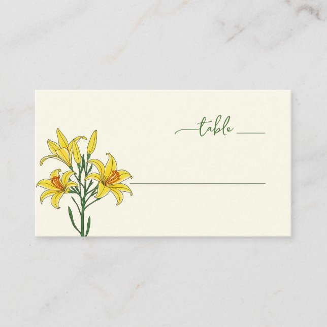 Carte De Placement Serene Yellow Botanical Lily (Devant)