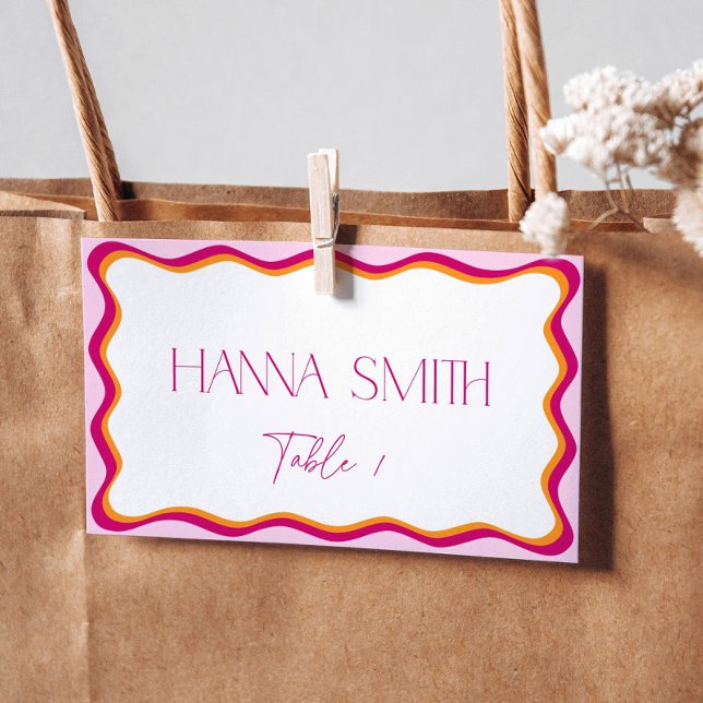 Carte De Placement Siège à la frontière rose et orange (Créateur téléchargé)