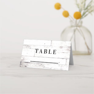 Carte De Placement Siège Chic en table en bois blanc rustique