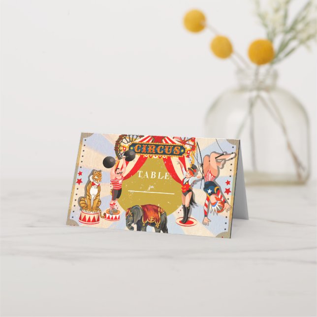 Carte De Placement Siège de table de fête d'anniversaire de cirque ré (Devant)