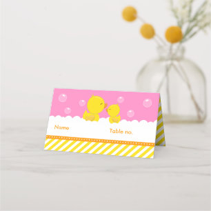 Carte De Placement Siège en caoutchouc Ducky Jaune et Baby shower ros