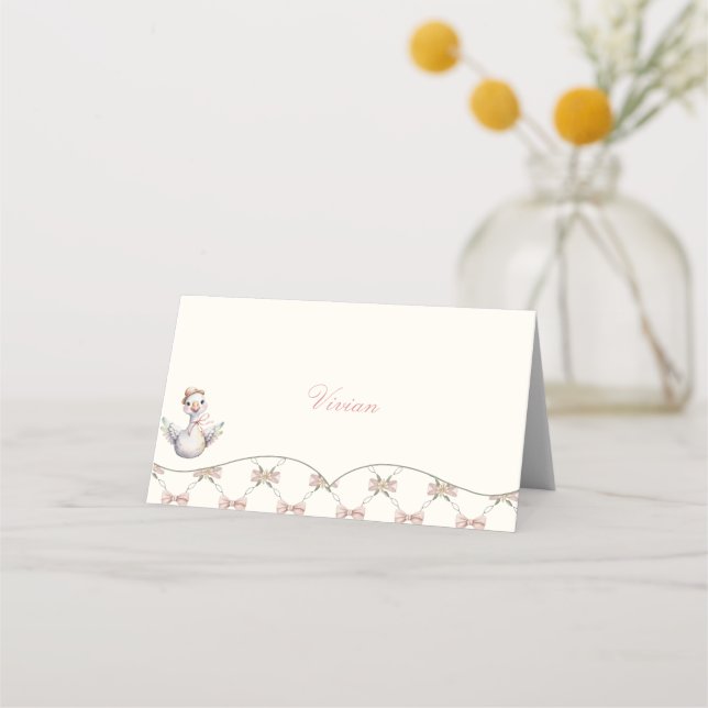 Carte De Placement Silly Goose Preppy Bow Baby Shower (Devant)