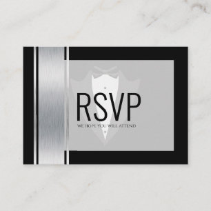 Carte De Placement Silver, blanc & noir rayures tuxedo bachelor pla