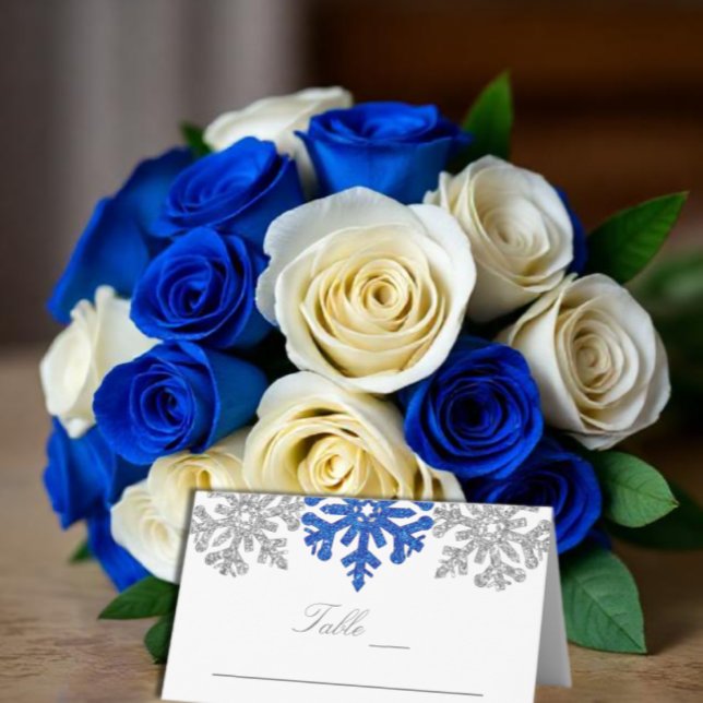 Carte De Placement Silver Blue Snowflakes Mariage d'hiver (Créateur téléchargé)