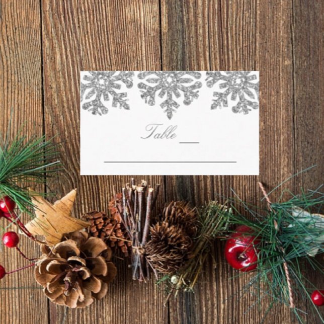 Carte De Placement Silver Snowflakes Mariage d'hiver (Créateur téléchargé)