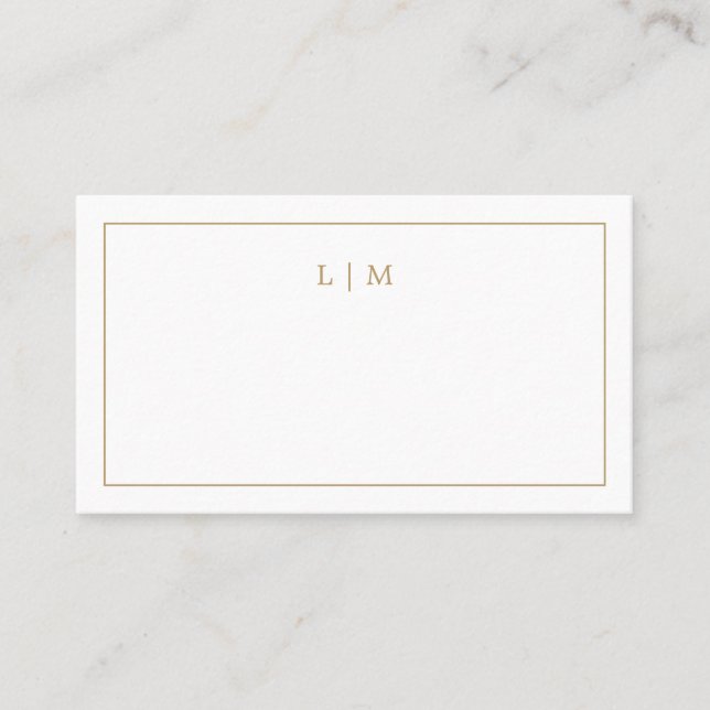 Carte De Placement Simple Antique Or Monogramme Mariage élégant (Devant)