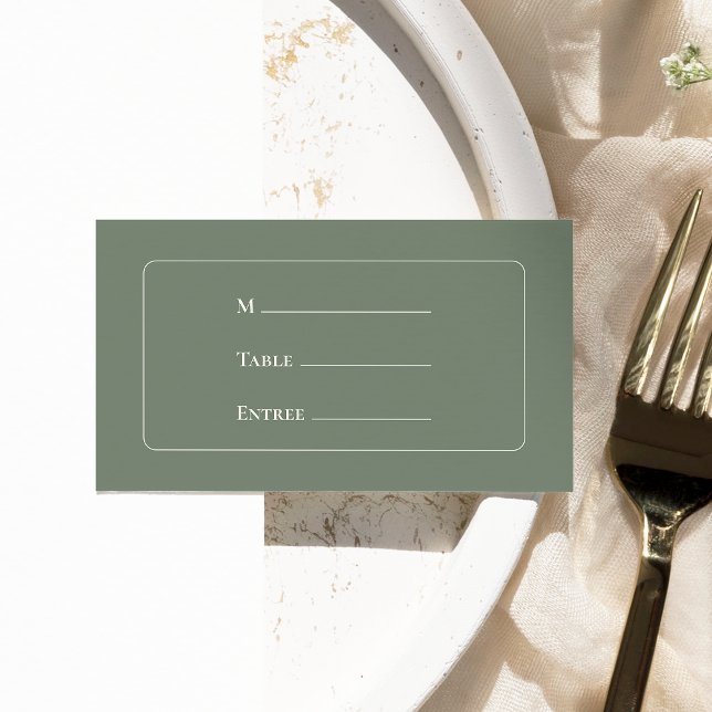 Carte De Placement Simple Boho Sage Vert Mariage Entree Choix plat (Créateur téléchargé)