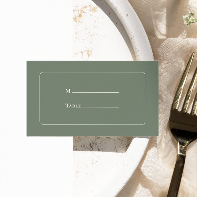 Carte De Placement Simple Boho Vert Sauge Mariage Plat (Créateur téléchargé)