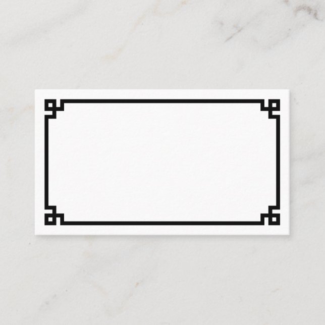 Carte De Placement Simple Bordure de Clé Grecque Noire de Mariage (Devant)