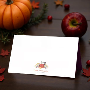 Carte De Placement Simple Chic Citrouilles d'automne Thanksgiving