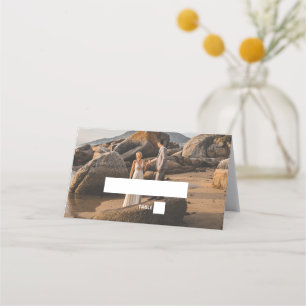 Carte De Placement Simple Élégant 2Photo Overlay Script Mariage Faveu