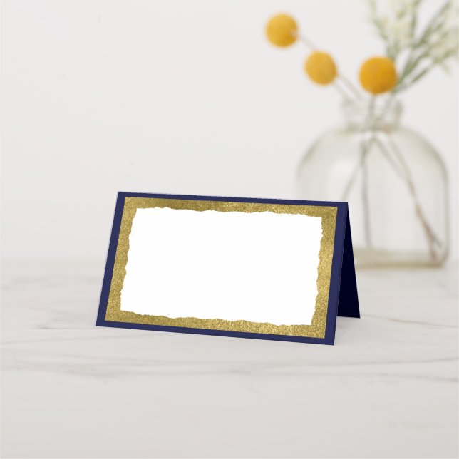 Carte De Placement Simple Elegant Classic Gold Blue Party Event (Dos)