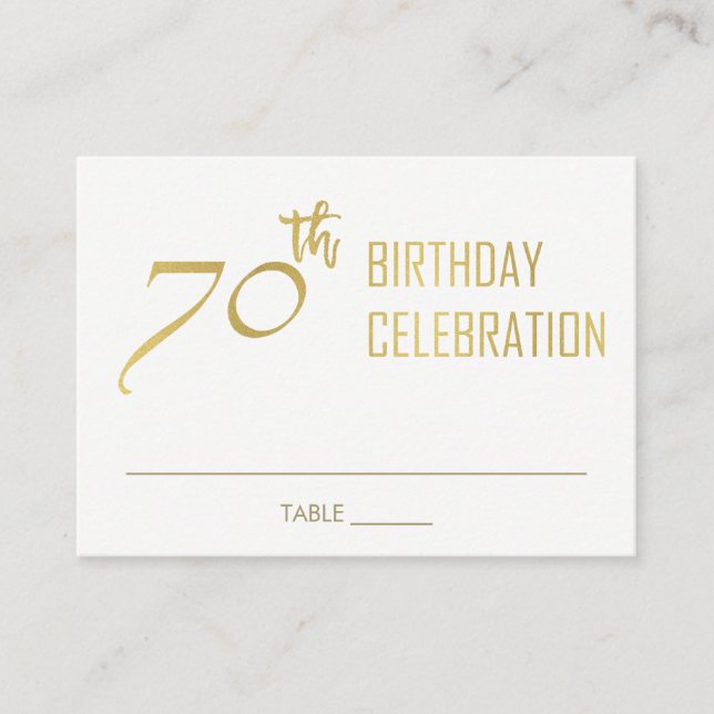 CARTE DE PLACEMENT SIMPLE ÉLÉGANT FAUX GOLD TYPOGRAPHIE 70 ANNIVERSAI (Devant)