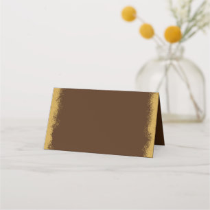 Carte De Placement Simple Elegant Gold Colour Edge Brown Place Card