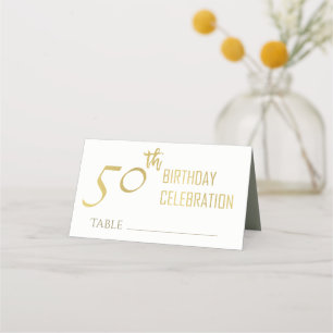 CARTE DE PLACEMENT SIMPLE ÉLÉGANT GOLD GRAY TYPOGRAPHIE 50 ANNIVERSAI