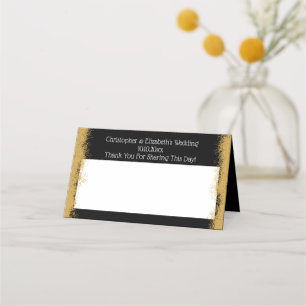 Carte De Placement Simple Elegant or couleur Mariage noir